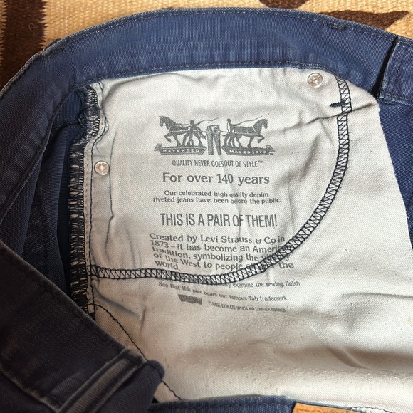 Xl Men’s Levi White Tab Navy Blue 100% Cotton Canvas Jean Material Size W32”L36” - Picture 4 of 9